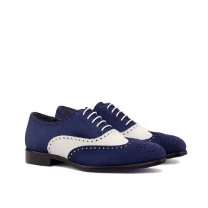 DapperFam Aeron in Navy / White Men's Italian Suede Full Brogue