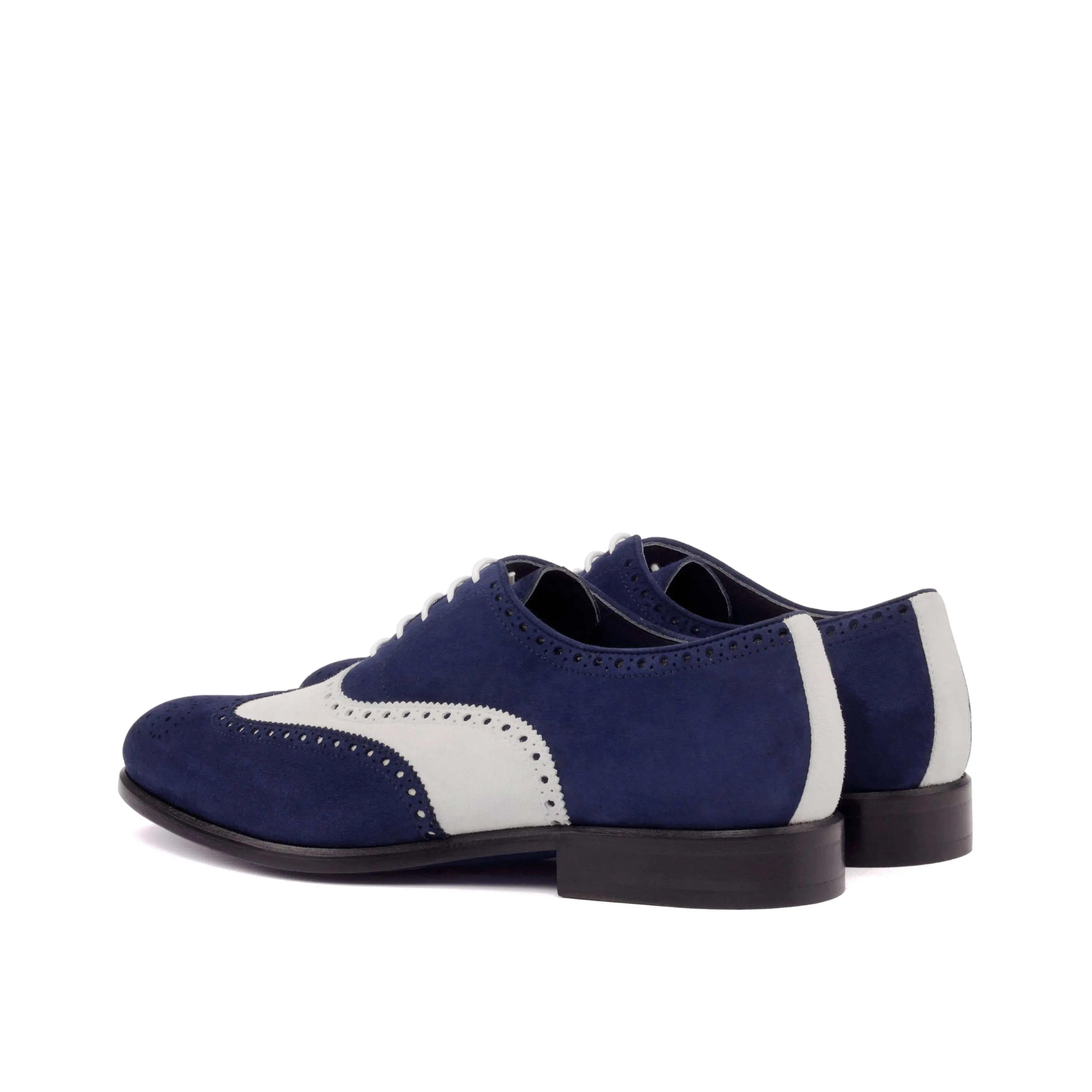 DapperFam Aeron in Navy / White Men's Italian Suede Full Brogue