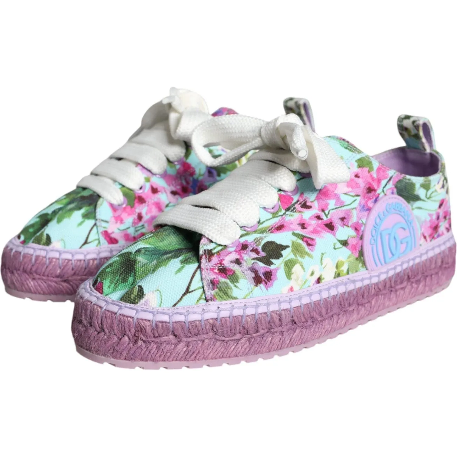 Dolce & Gabbana Multicolor Canvas Floral Espadrilles Sneakers Shoes