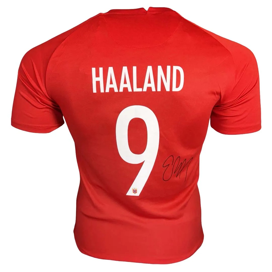 Erling Haaland Signed Norway Red Soccer Jersey (JSA)