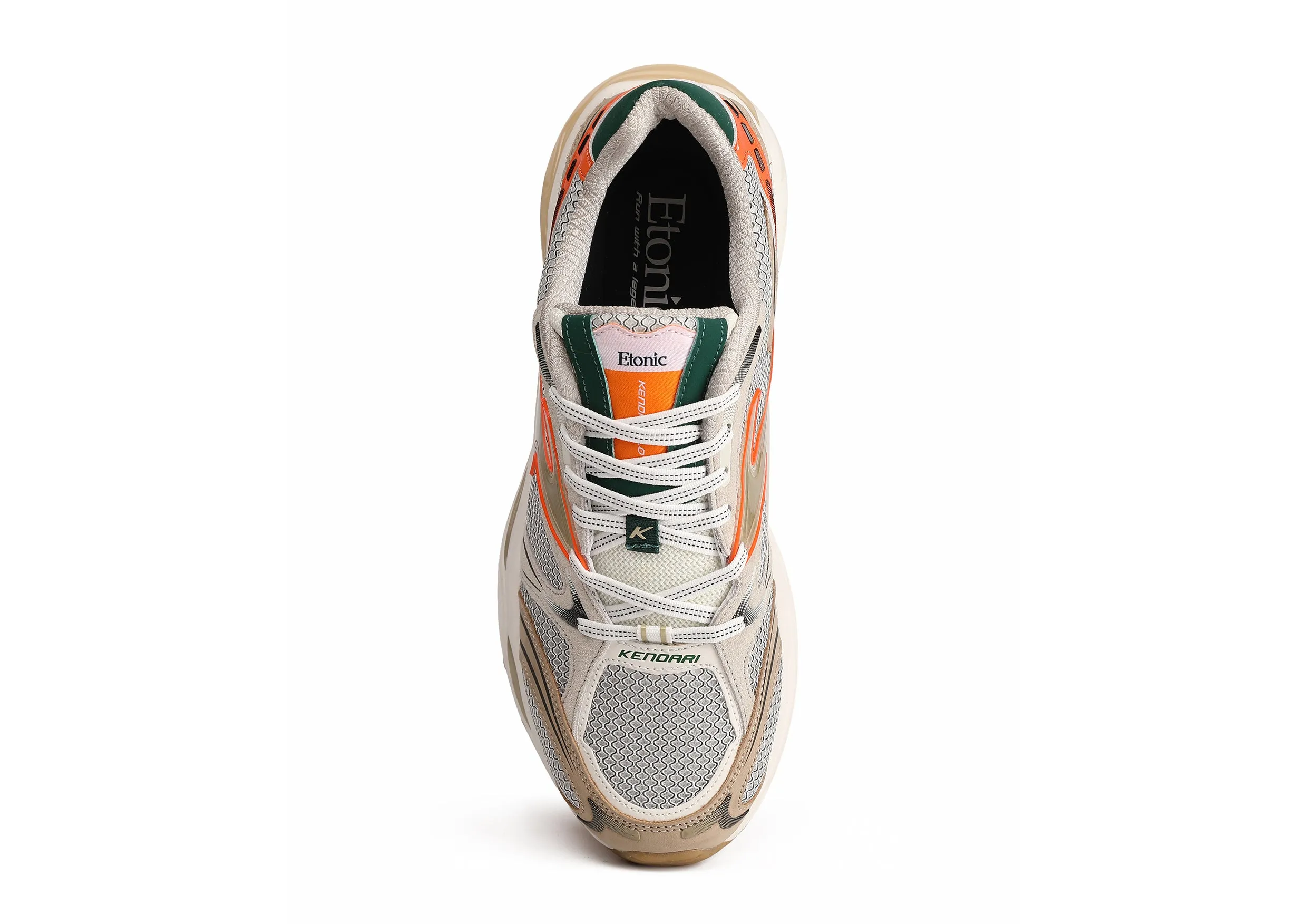 Etonic Kendari 3.0 sneakers in beige leather, light grey mesh and multi-color inserts and details.