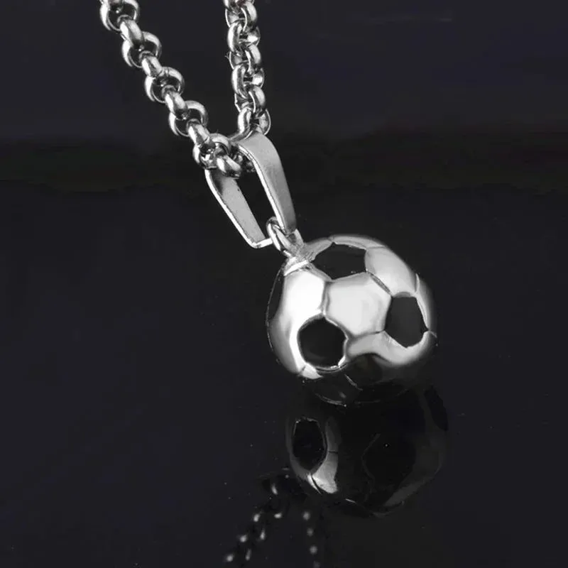 Fashion Sports Football Necklace Pendant Crystal Links Chains Soccer Pendant Women Necklace Fit Athletic Fans Jewelry Gift