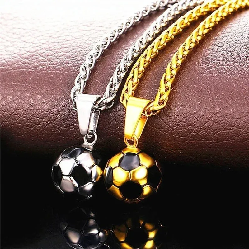 Fashion Sports Football Necklace Pendant Crystal Links Chains Soccer Pendant Women Necklace Fit Athletic Fans Jewelry Gift