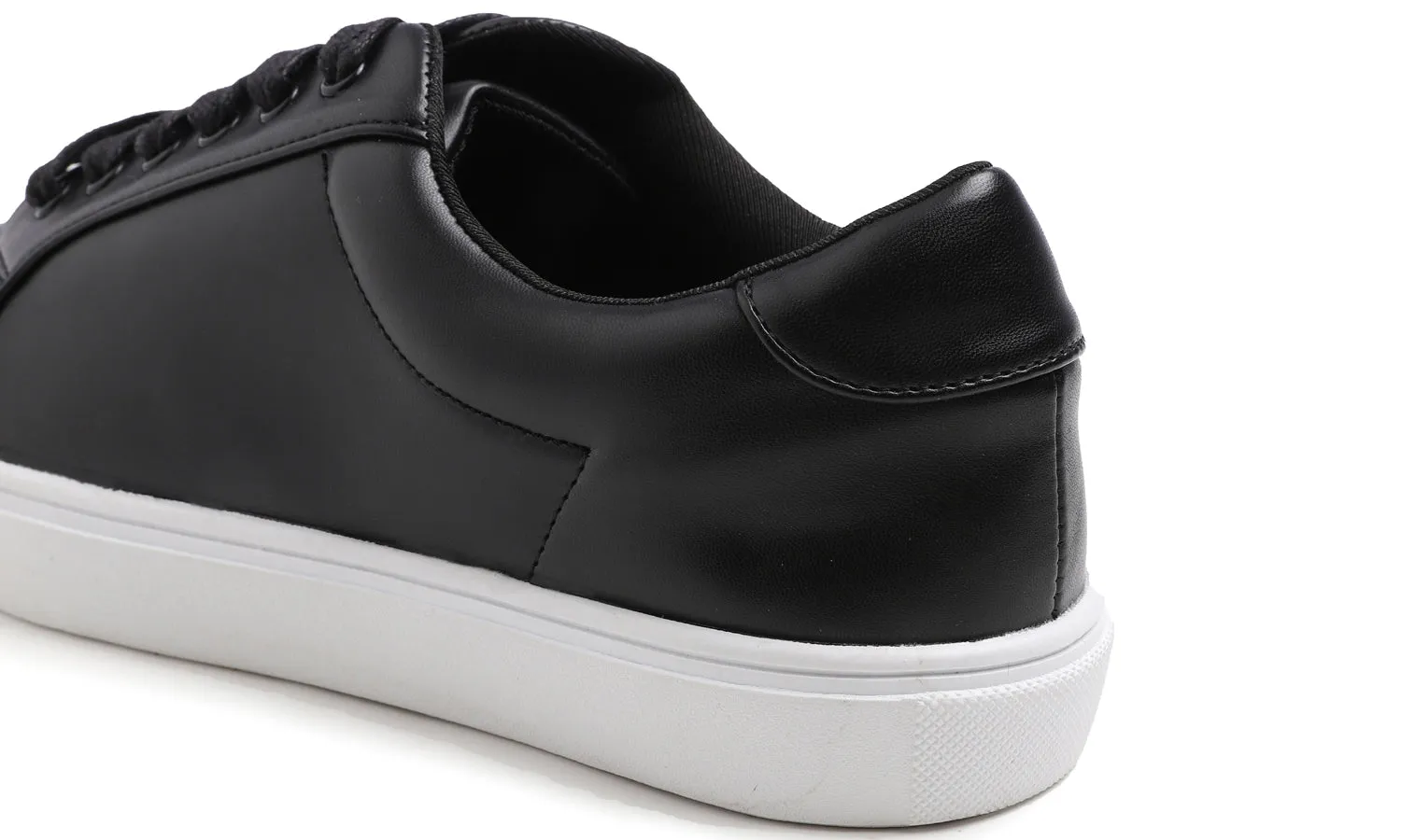 Feversole Women's Featured PU Leather Black Lace-Up Sneaker