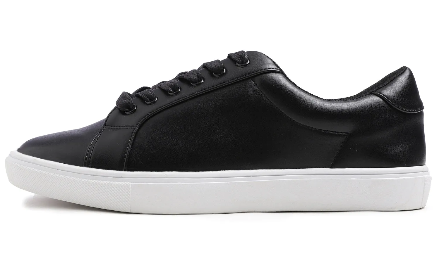 Feversole Women's Featured PU Leather Black Lace-Up Sneaker