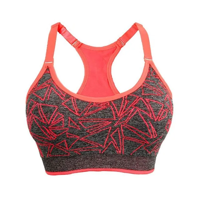 Geometric Printed Shakeproof Quick Drying Sports Bra