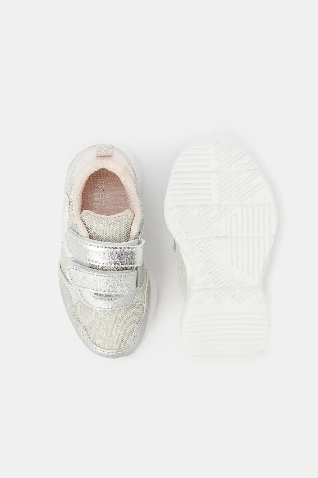 Girls Sliver Bow Trim Sneaker