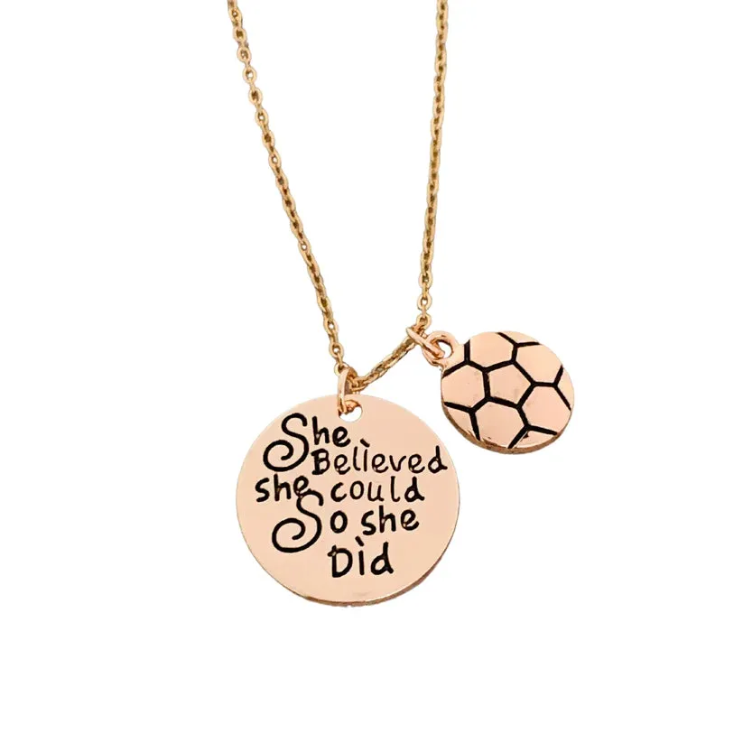 Girls Soccer She Believed She Could So She Did Necklace