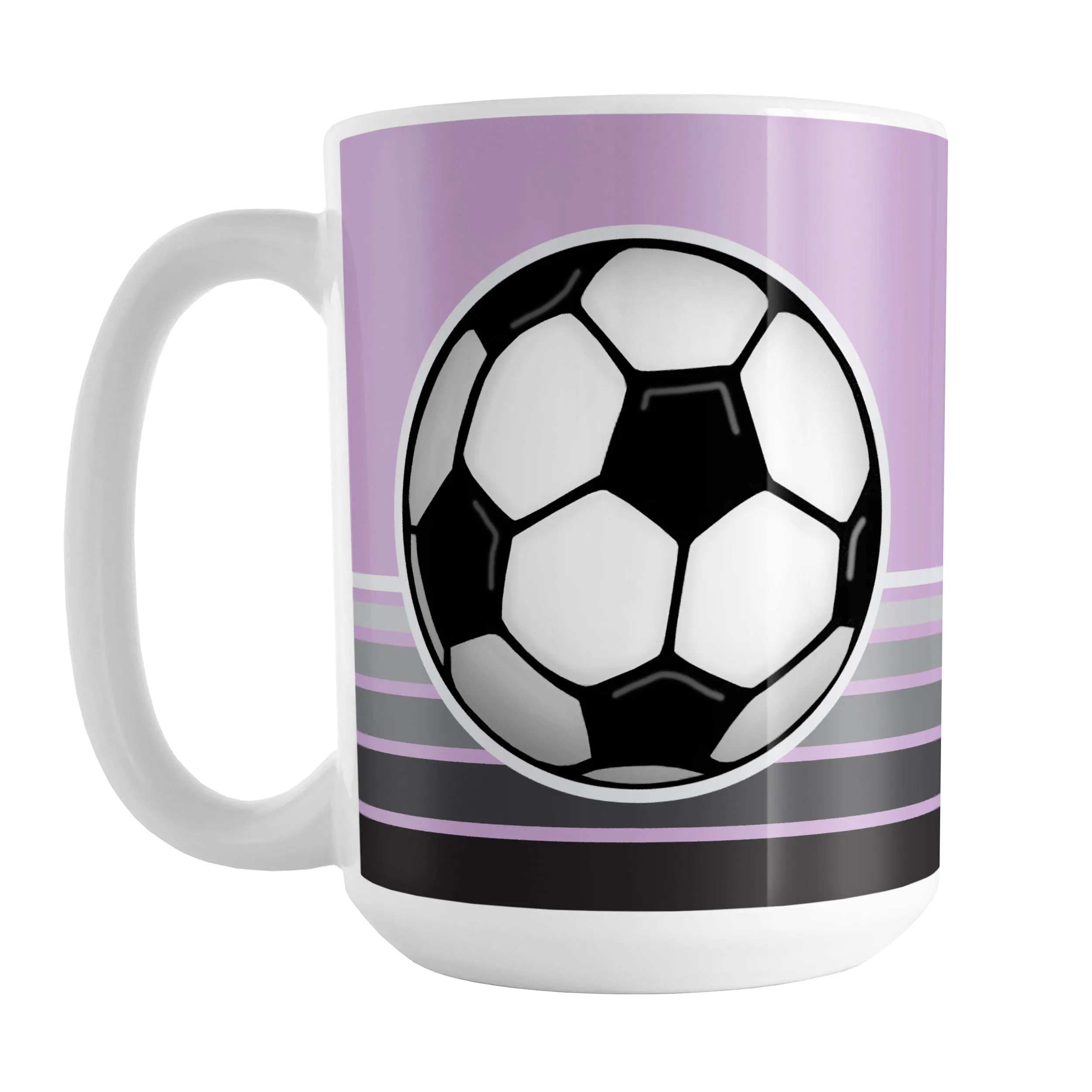 Gray Gradient Lined Purple Soccer Ball Mug