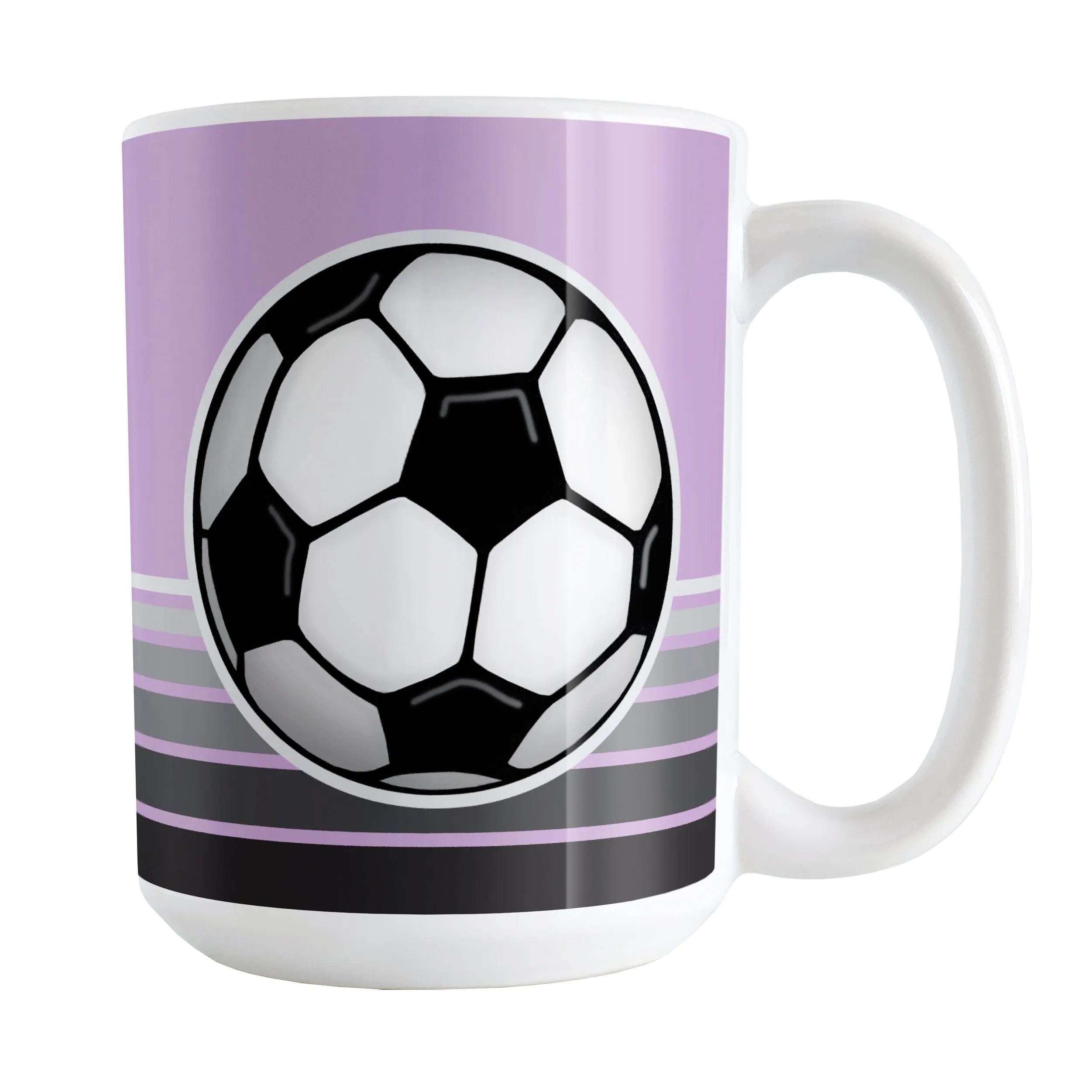 Gray Gradient Lined Purple Soccer Ball Mug