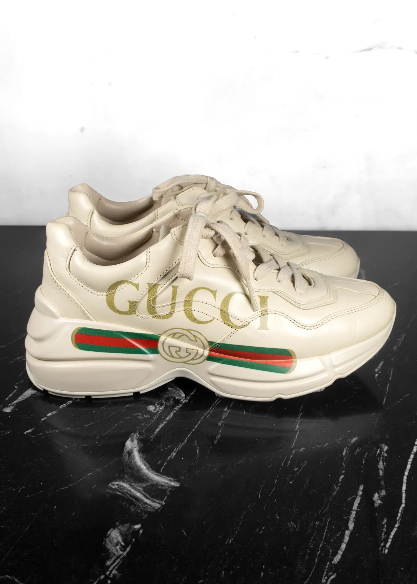 Gucci Rhyton Gucci Logo Leather Sneakers