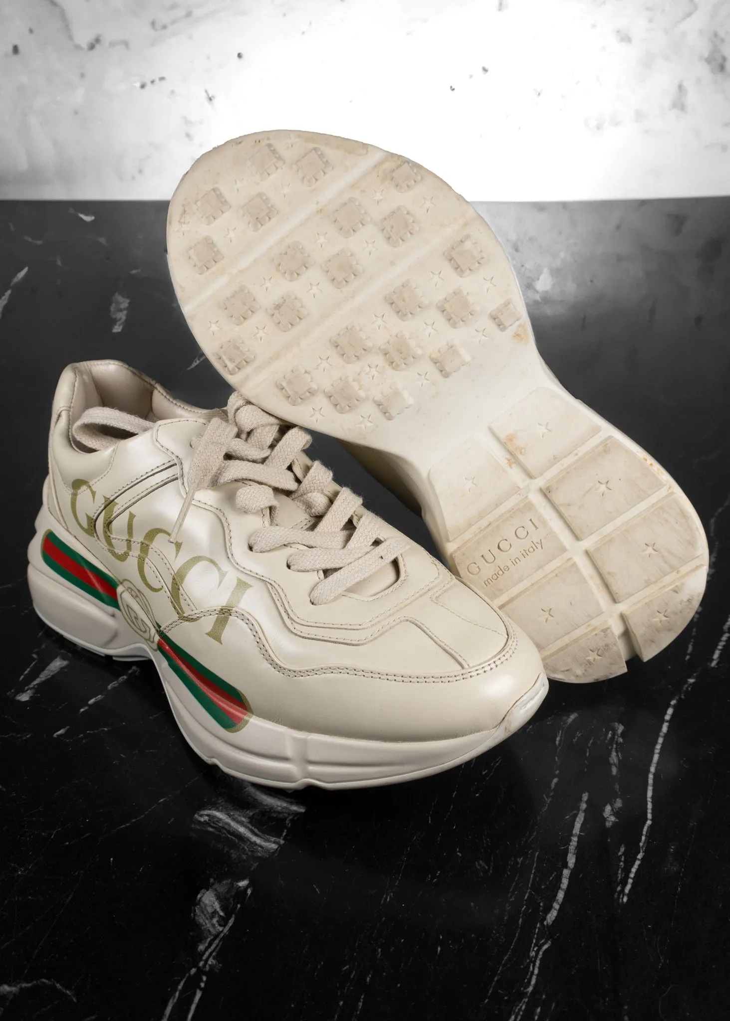 Gucci Rhyton Gucci Logo Leather Sneakers