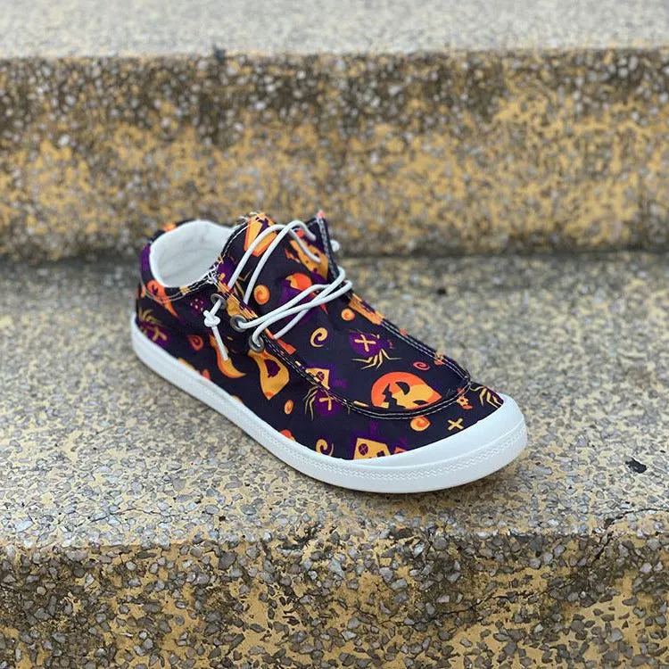 Halloween Pumpkin Flat Casual Sneakers