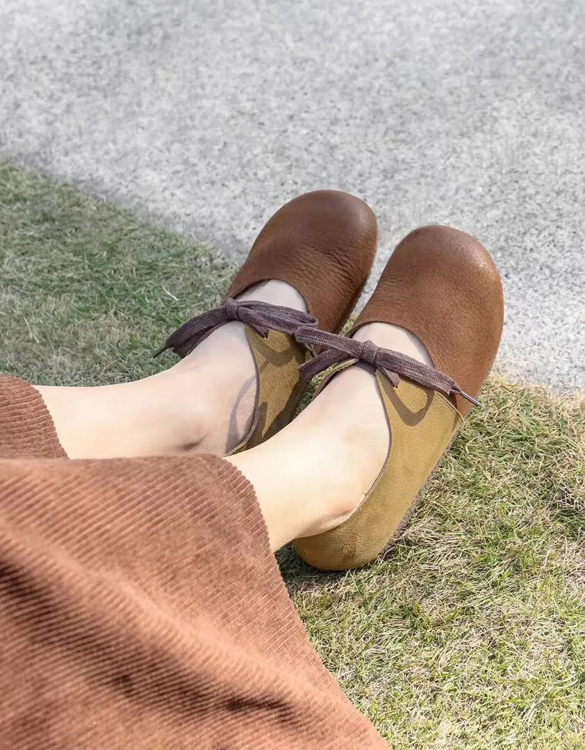 Handmade Comfortable Leather Suede Retro Ballet Flats