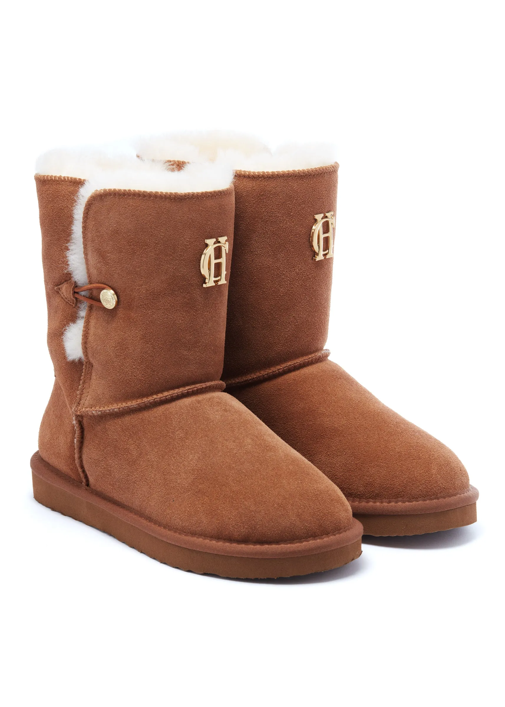 Holland Cooper Shearling Boot in Tan