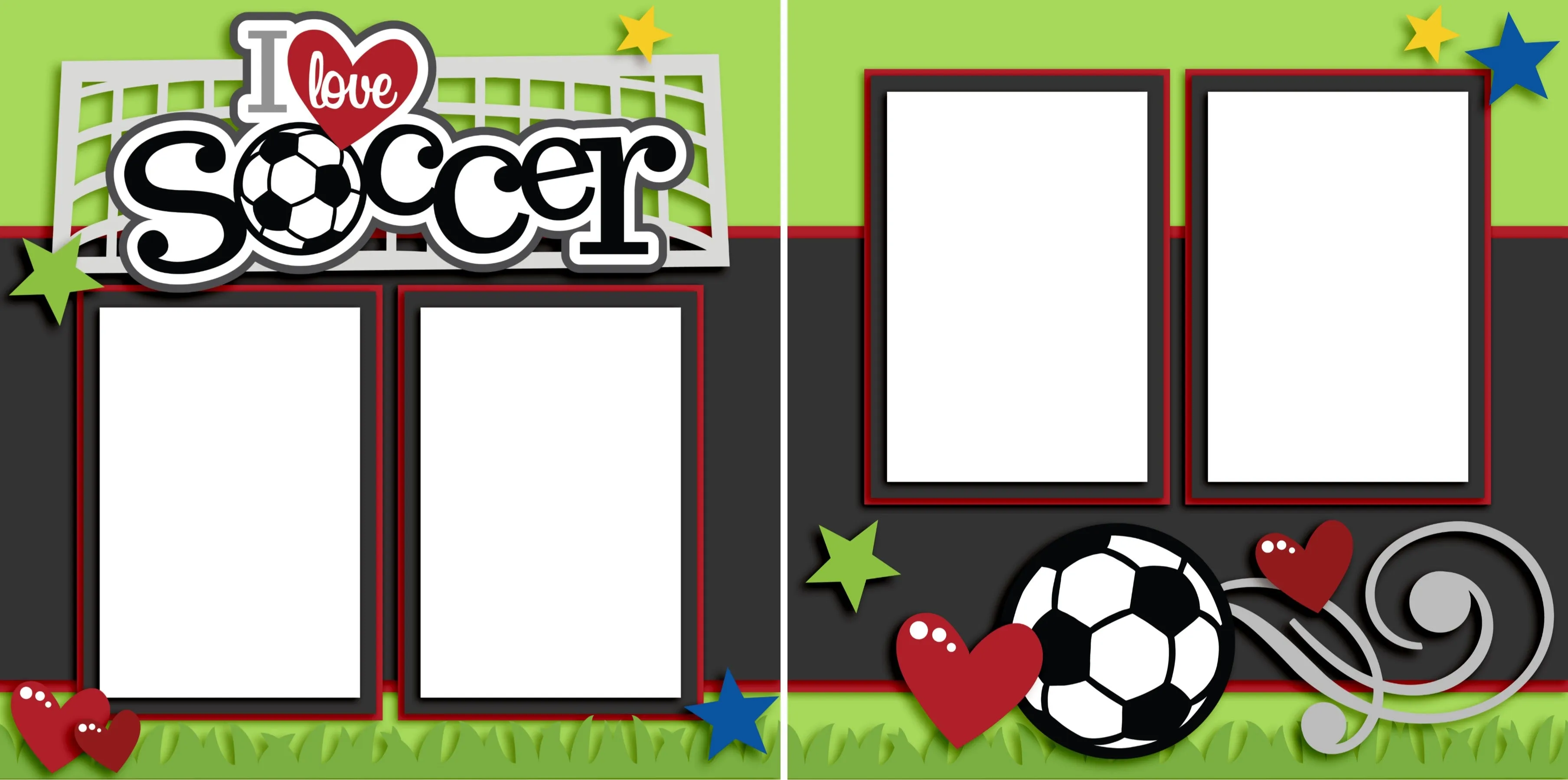 I Love Soccer - Digital Scrapbook Pages - INSTANT DOWNLOAD