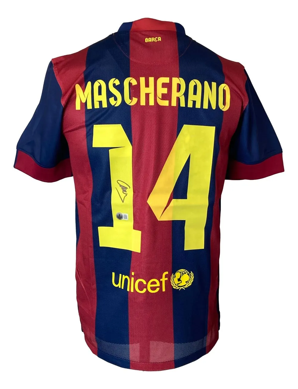 Javier Mascherano Signed Barcelona FC Nike Soccer Jersey BAS