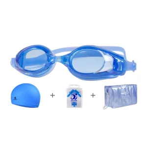 JIEHU JH8102 4 in1 Women HD Transparent Anti-fog Waterproof Swimming Glasses Swimming Cap Set(Blue)