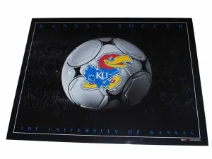 Kansas Jayhawks Men's Soccer Studio Black Print 16" X 20"