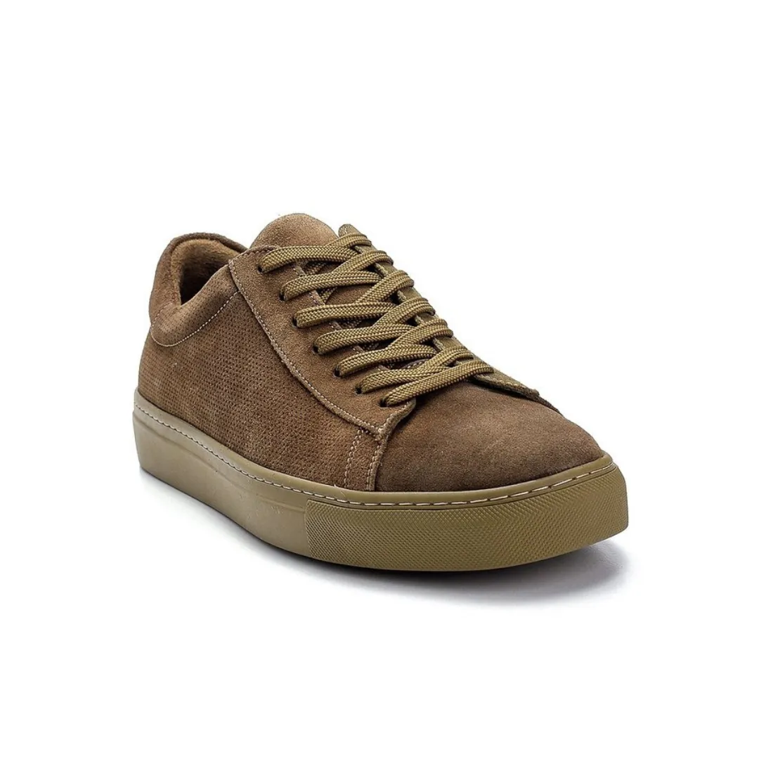 Khaki Men Suede Leather Sneaker