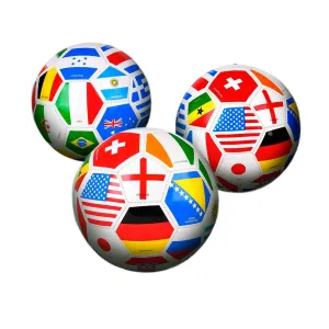 Kicko Flag Soccer Ball - Pack of 3 9 Inch Ball with International Country Flags Print