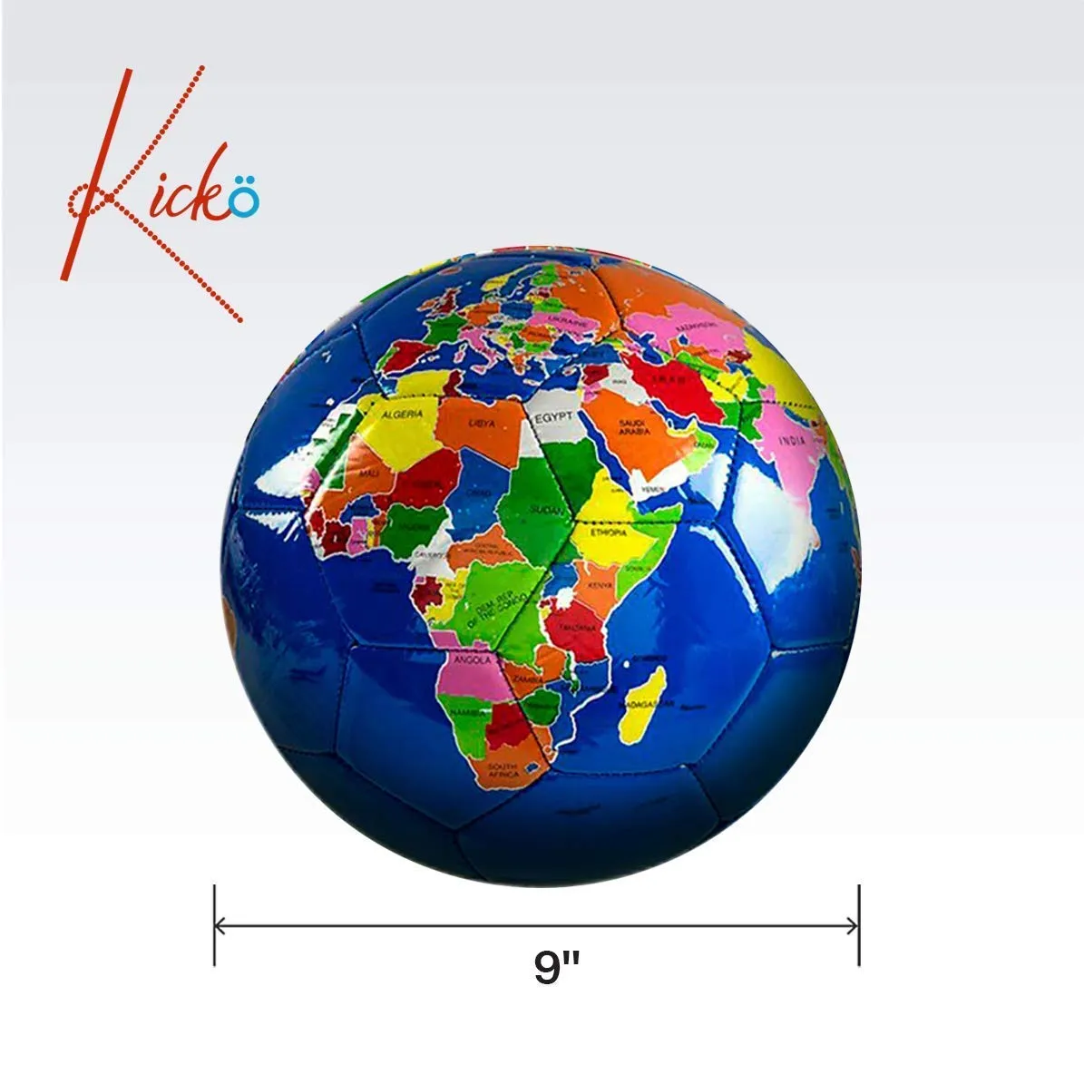 Kicko Globe Soccer Ball - Pack of 3 9 Inch Ball with World Earth Design - Perfect