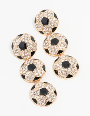 Large Gold Diamante Football Drop Earrings