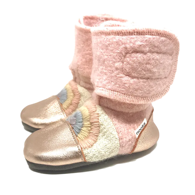 Love Child Embroidered Felted Wool Booties