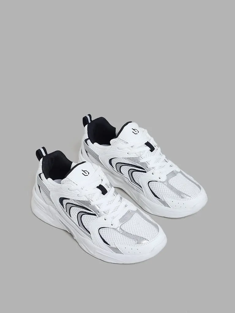 LUNA BLU White Mesh Detail Chunky Sneakers