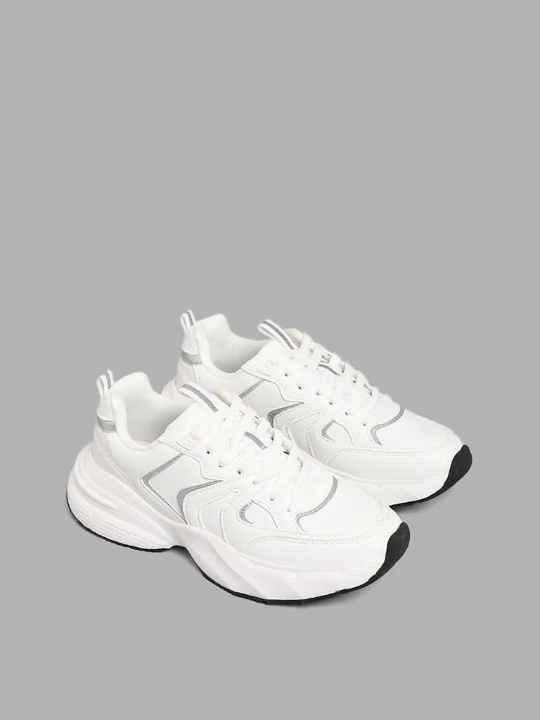 LUNA BLU White Metal Detail Chunky Sneakers