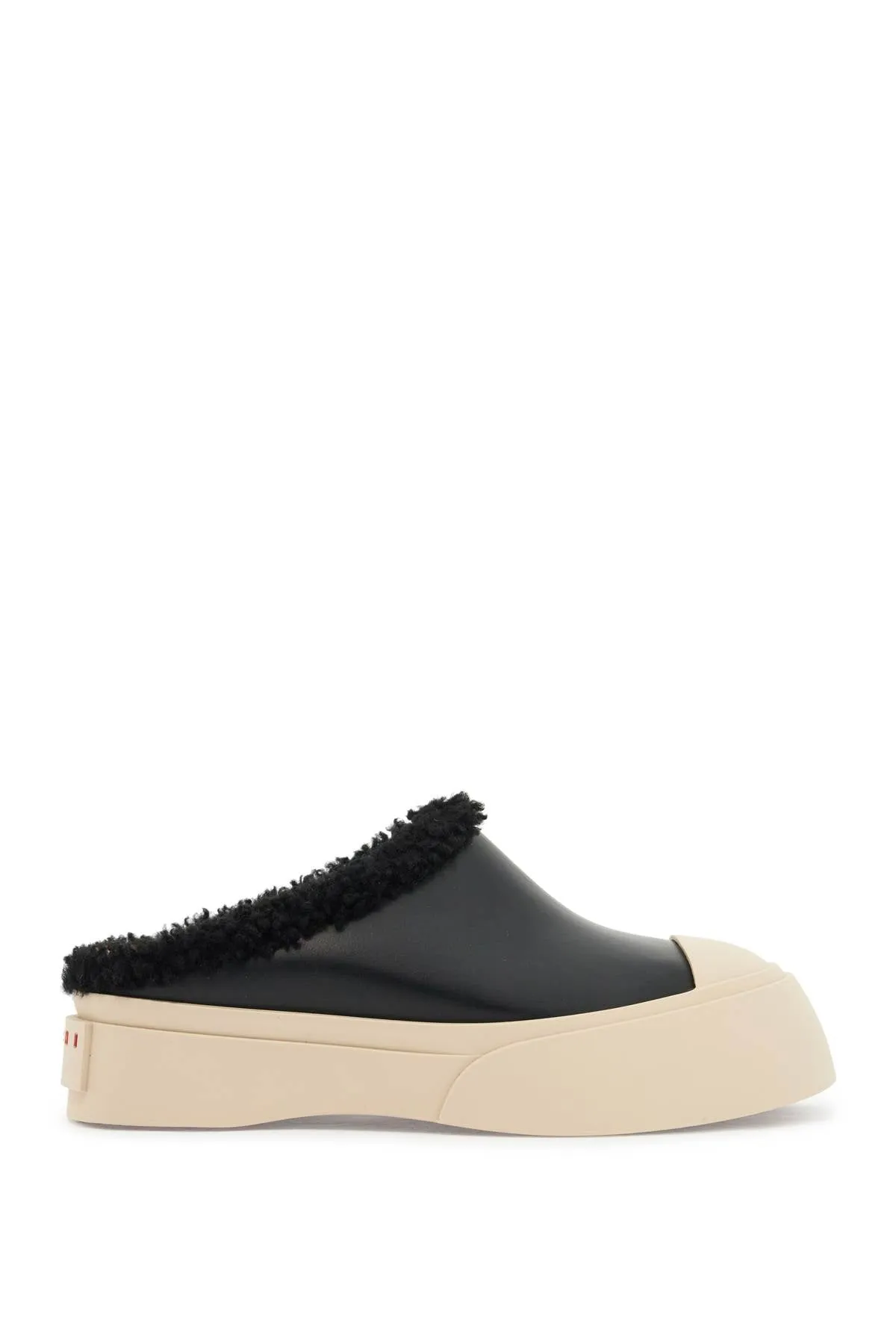 Marni pablo leather and shearling clog