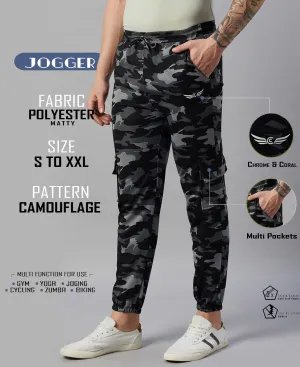 Men Camouflage Black Joggers (Pack of 1)