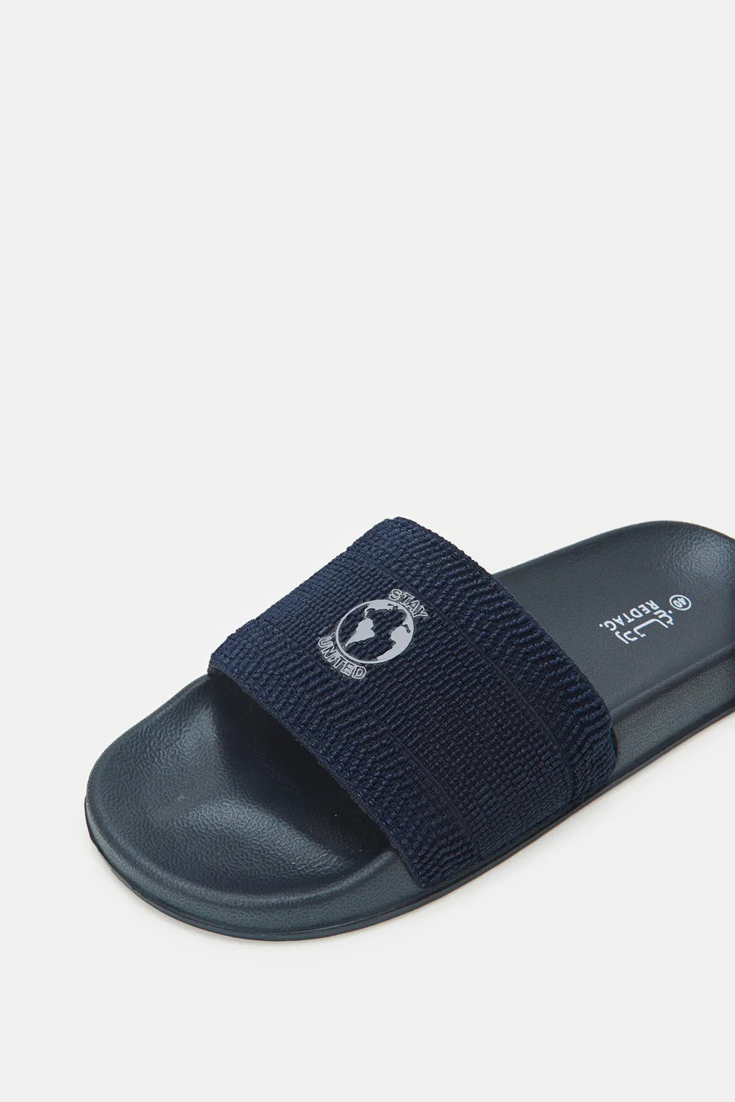 Men Navy Padded Upper Slides