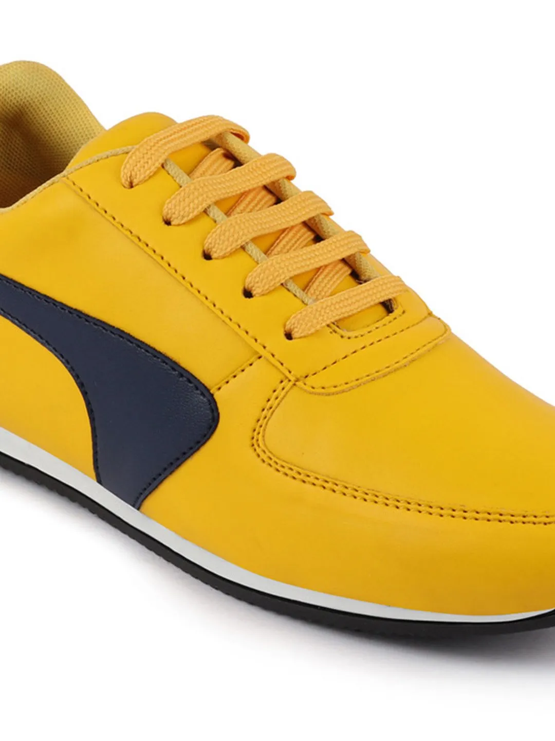 Men Yellow Trendy Lace Up Sneakers