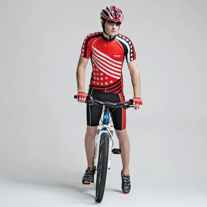 Mens Cycling Short Sleeve Suits Bicycle Shorts Sports Jersey Quick Dry Breathable Wicking Summer