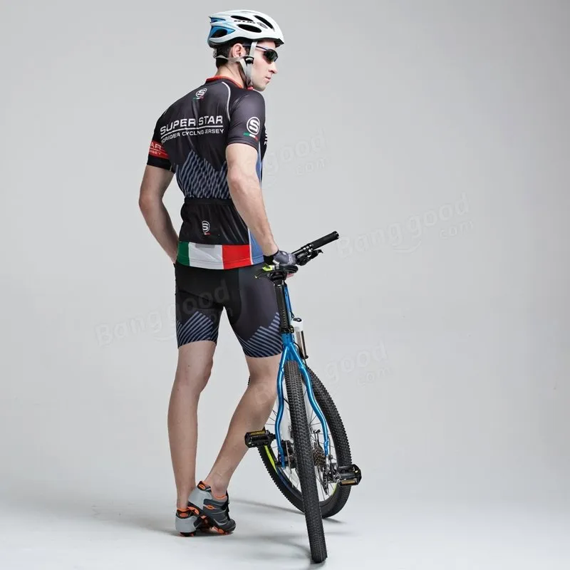 Mens Cycling Short Sleeve Suits Bicycle Shorts Sports Jersey Quick Dry Breathable Wicking Summer