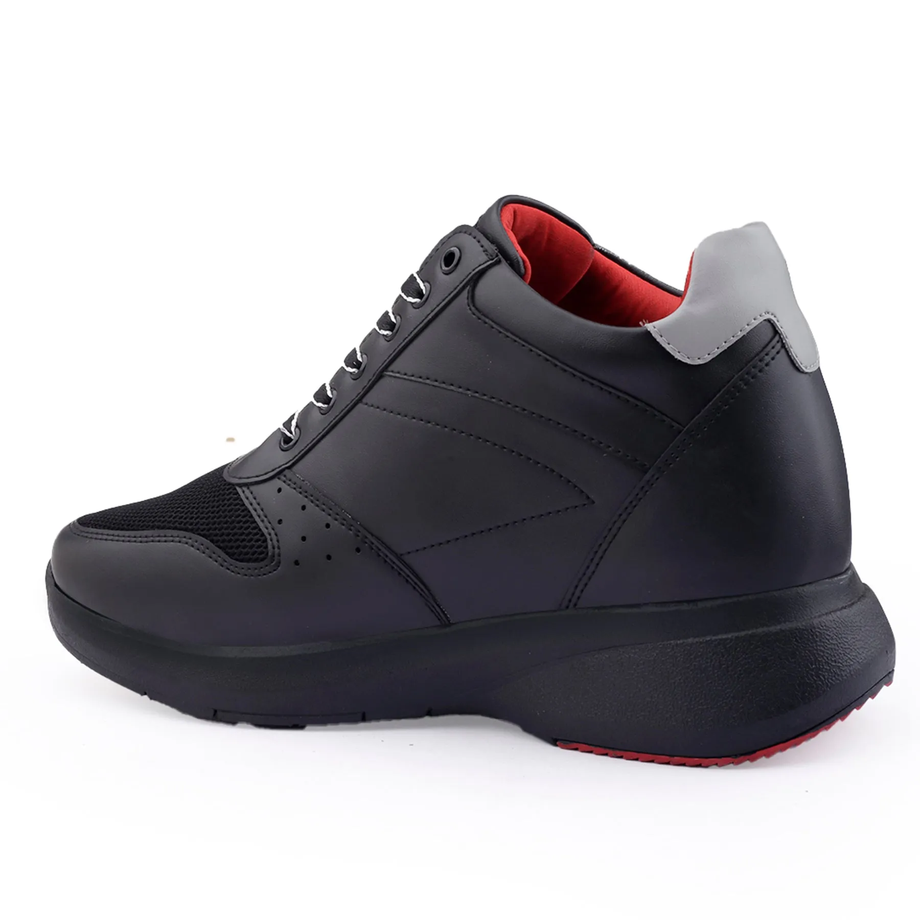 Men's Stylish Hidden Height Increasing Faux Leather Material Casual Outdoor Lace-Up Shoes