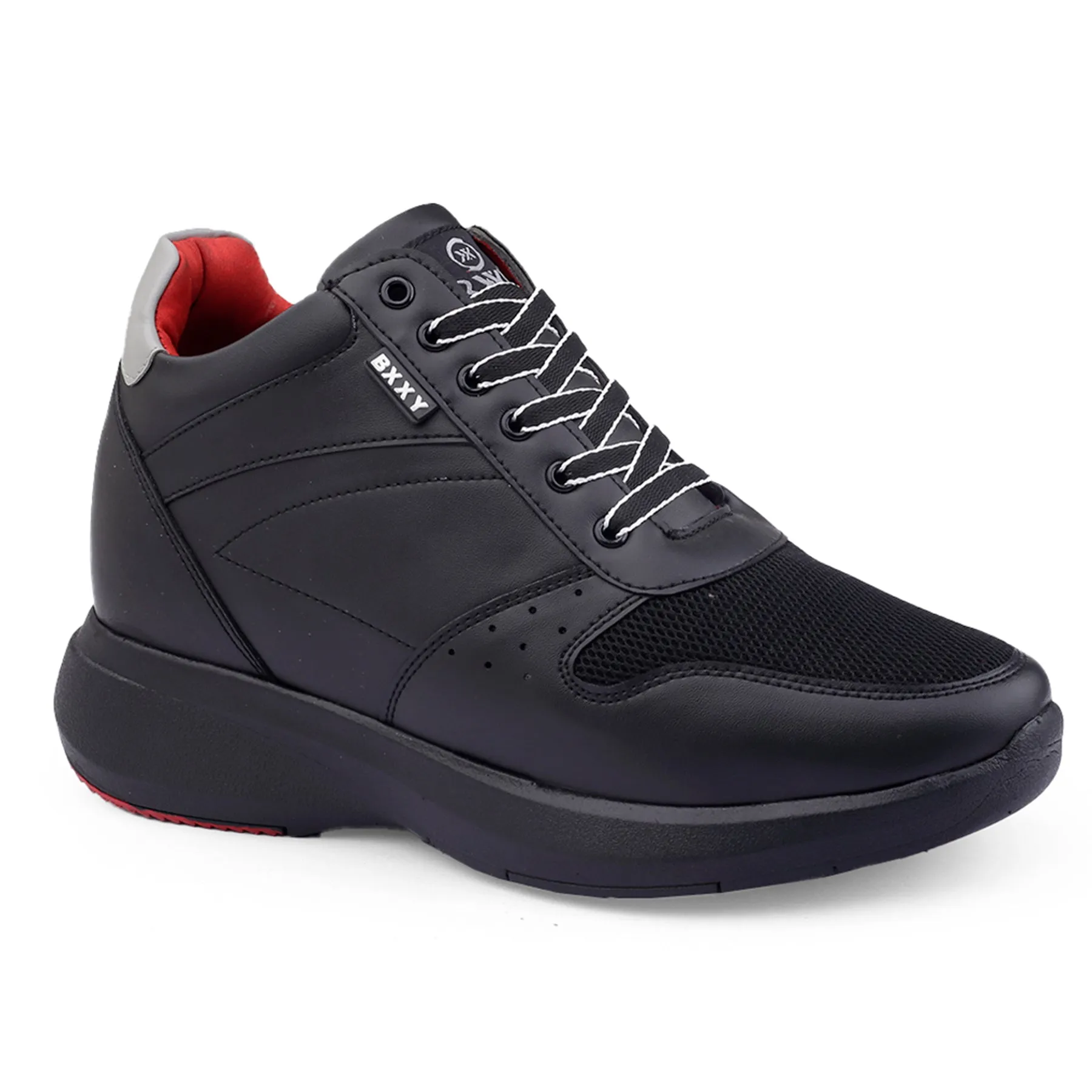 Men's Stylish Hidden Height Increasing Faux Leather Material Casual Outdoor Lace-Up Shoes