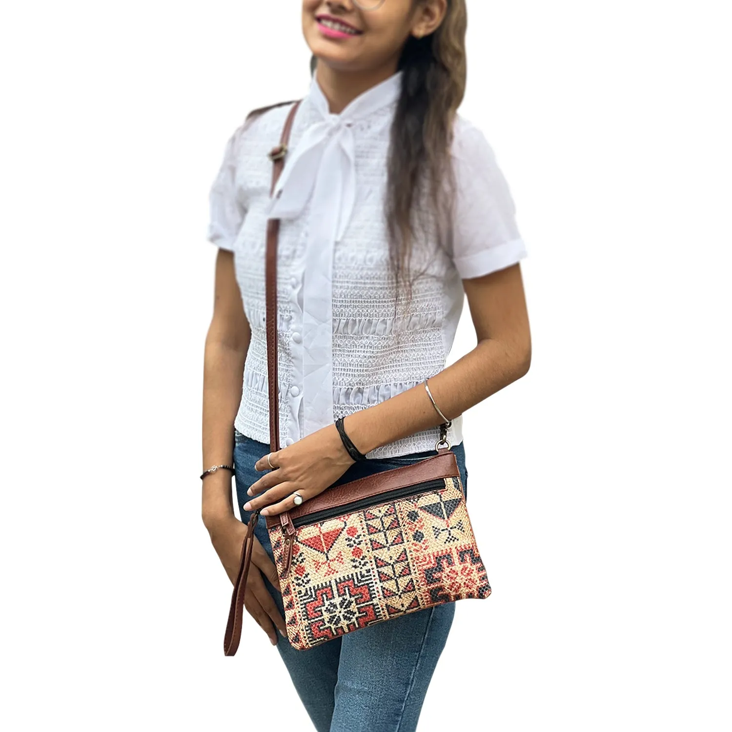 Mona B - Small Canvas Messenger Crossbody Bag | Wristlet Bag with Stylish Design for Women: Lola