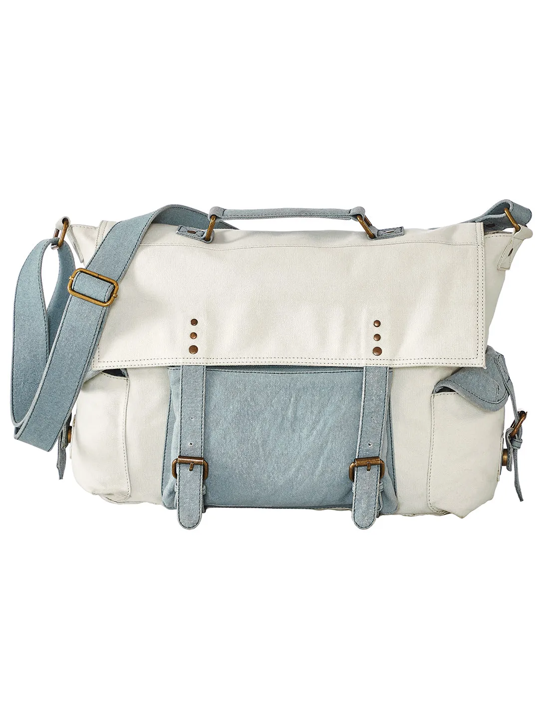 Mona B Upcycled Canvas Messenger Crossbody Laptop Bag for Upto 14" Laptop/Mac Book/Tablet with Stylish Design for Men and Women: Ocean