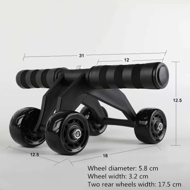 Multifunctional Frog-Style Four-wheel Abdominal Wheel Abdominal Muscle Exercise Fitness Equipment, Color:Black