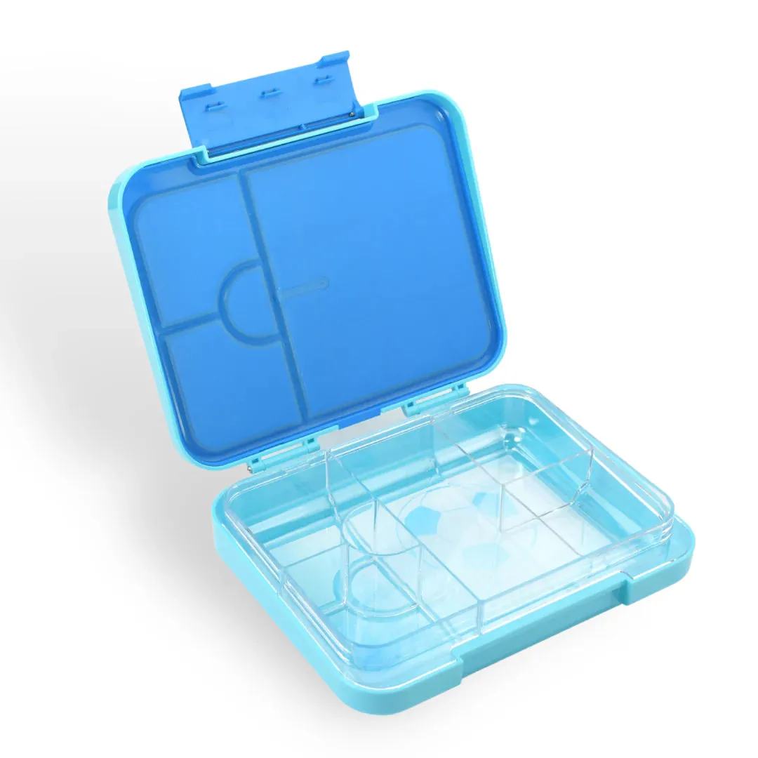 Mum Made Yum Large Bento Lunch Box - Light Blue Soccer