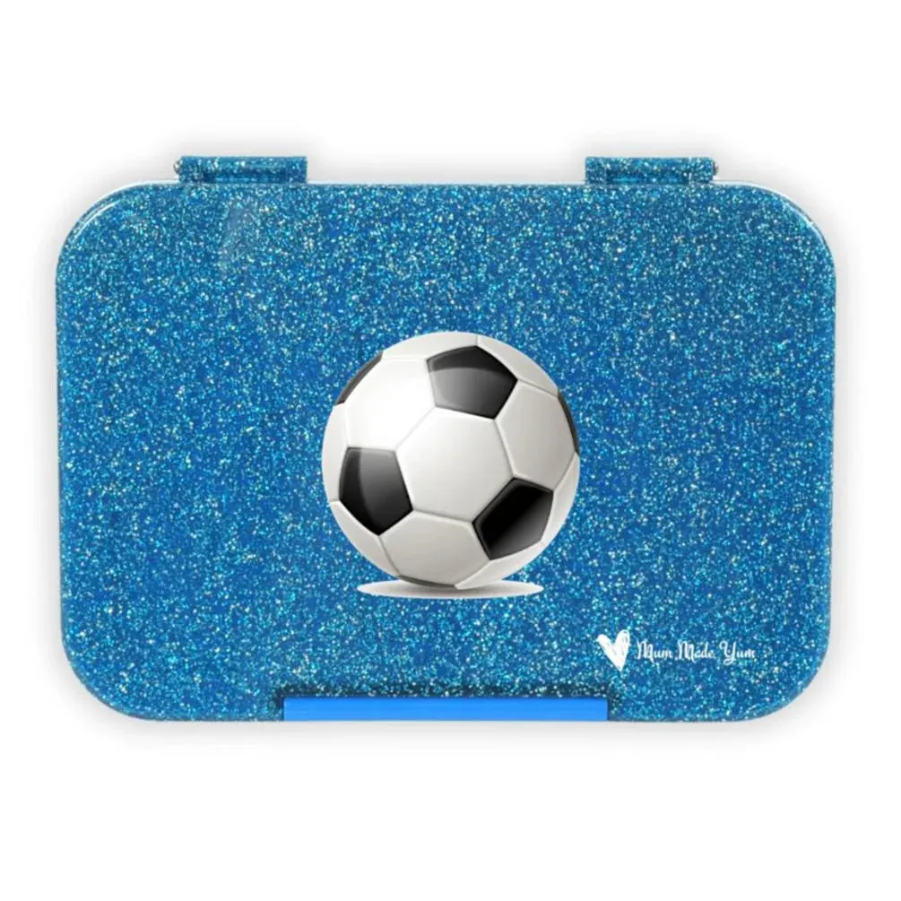 Mum Made Yum Medium Bento Lunch Box - Sparkle Blue Soccer