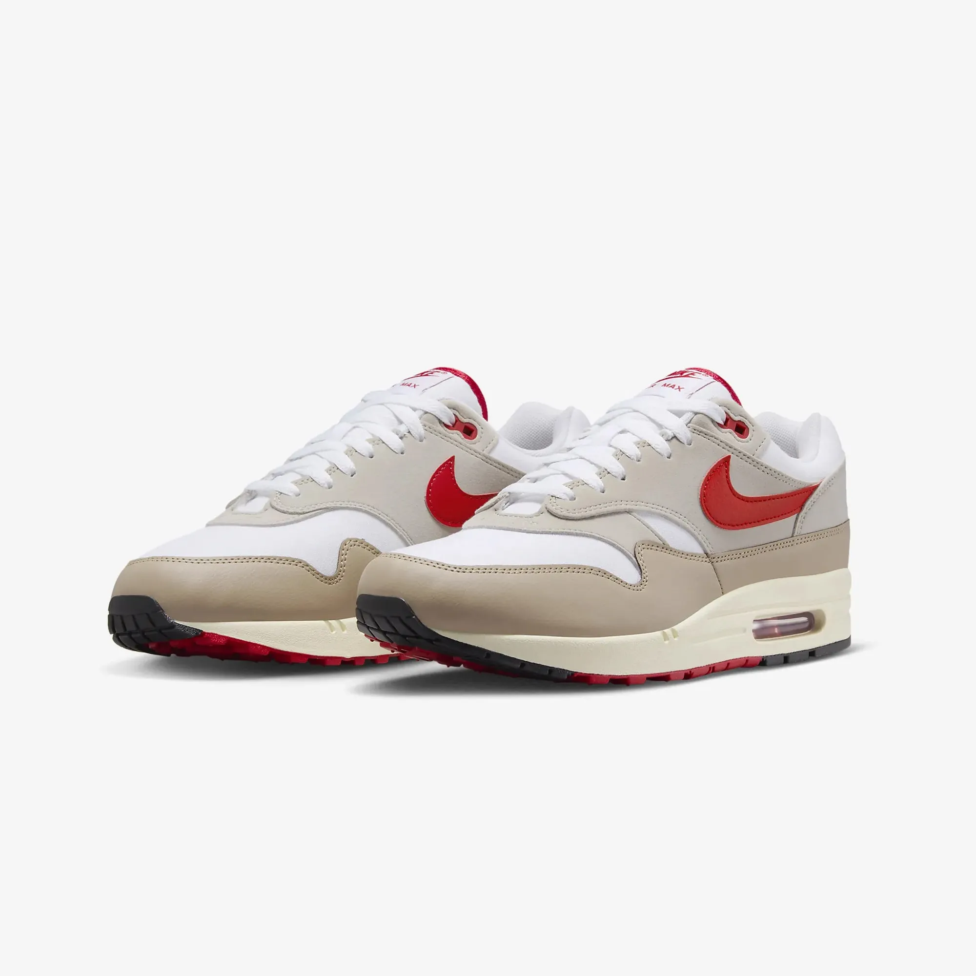 Nike | AIR MAX 1  { WHITE/UNIVERSITY RED-CREAM II-LIMESTONE