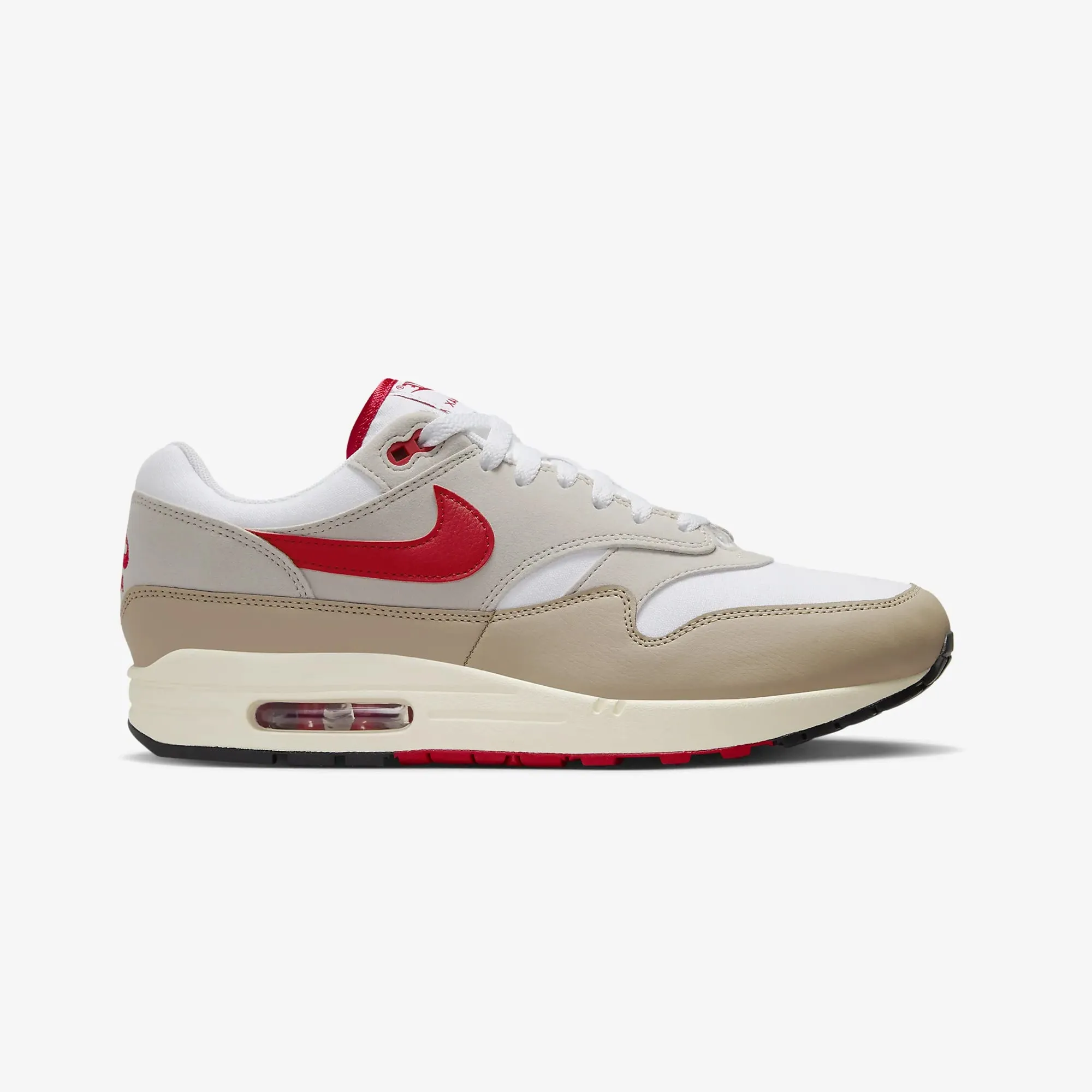 Nike | AIR MAX 1  { WHITE/UNIVERSITY RED-CREAM II-LIMESTONE