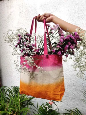 Patrah Sunrise-Dip Dye Canvas Tote Bag