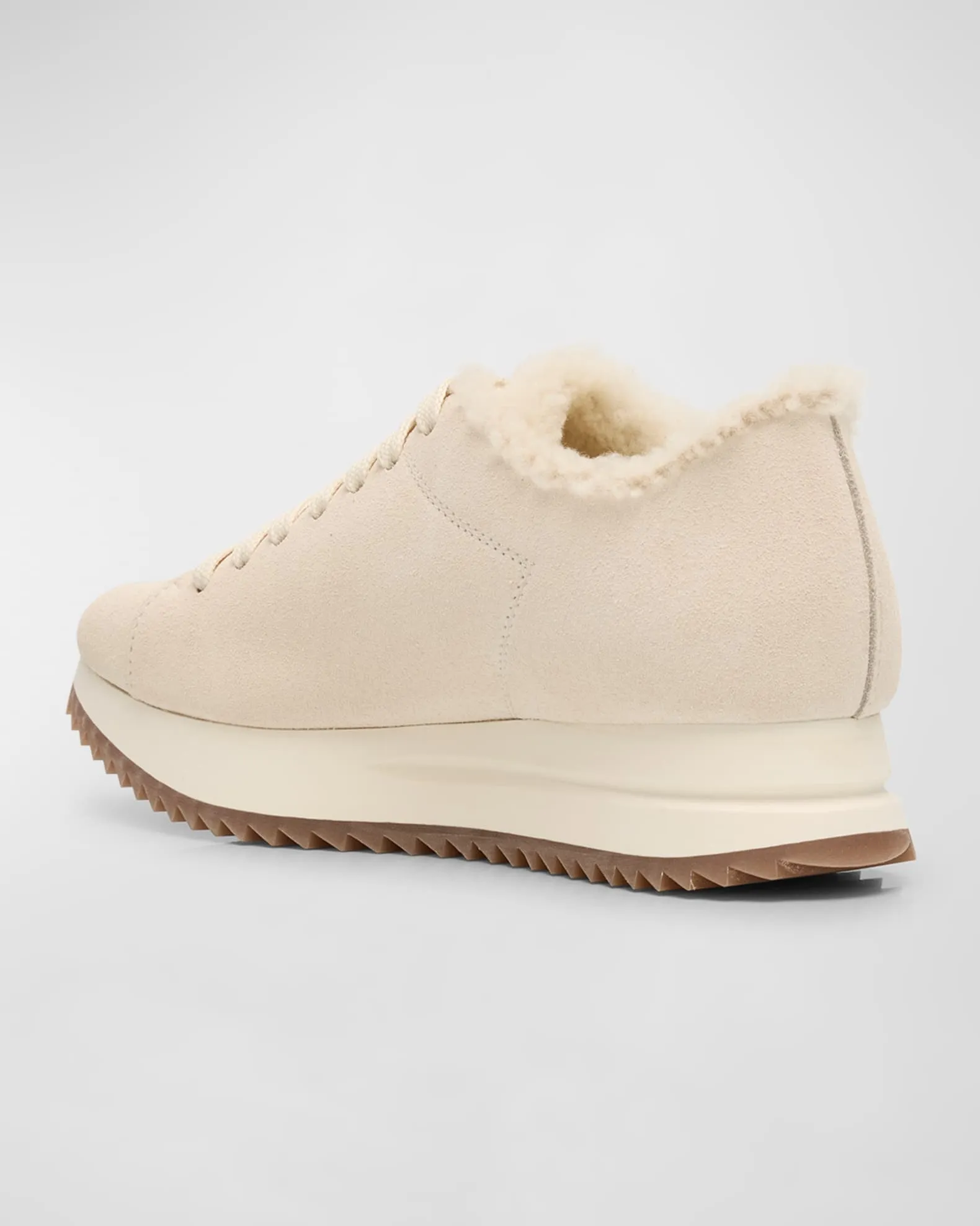 Pedro Garcia - Orinda Shearling Suede Sneaker in Basmati