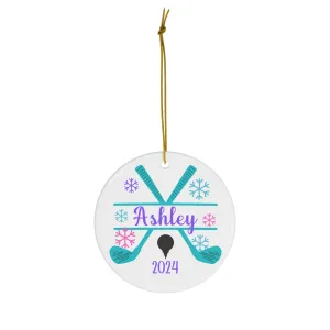 Personalized Christmas Ceramic Golf Ornament