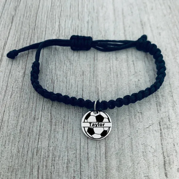 Personalized Engraved Soccer Rope Bracelet