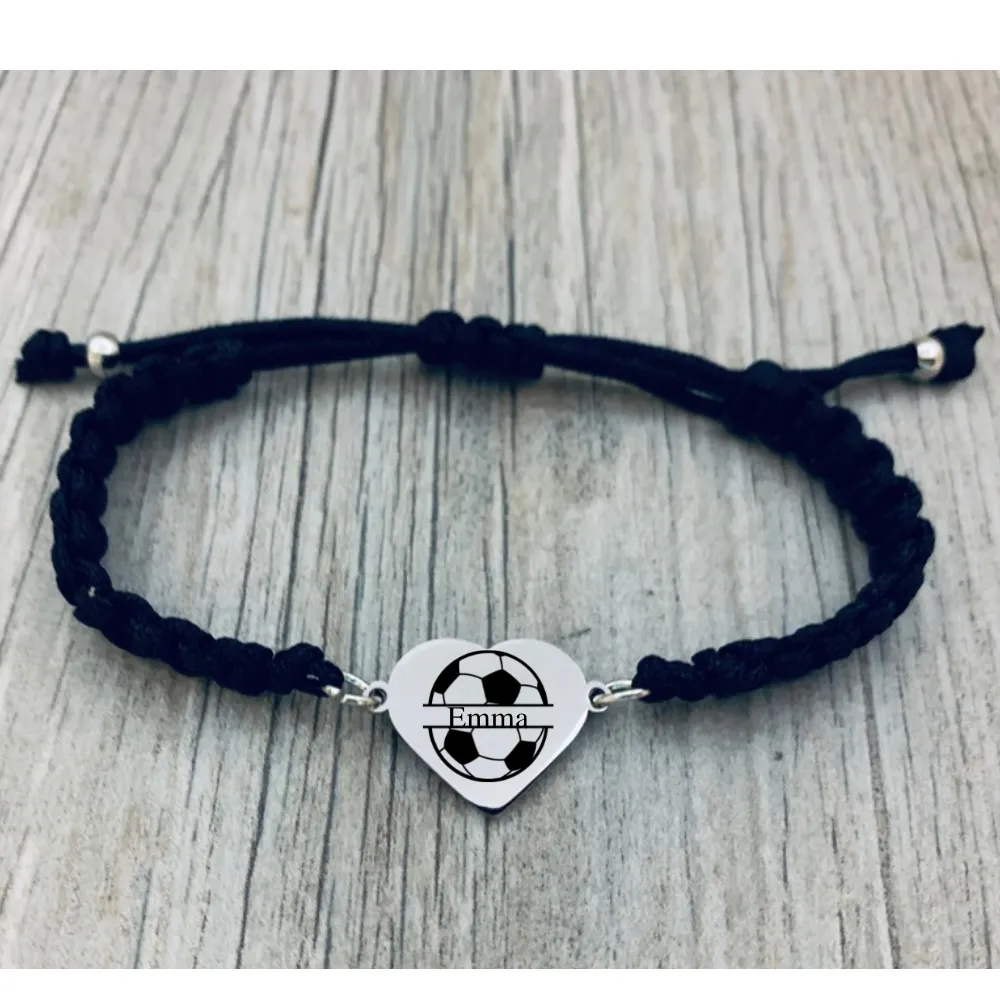 Personalized Engraved Soccer Rope Bracelet